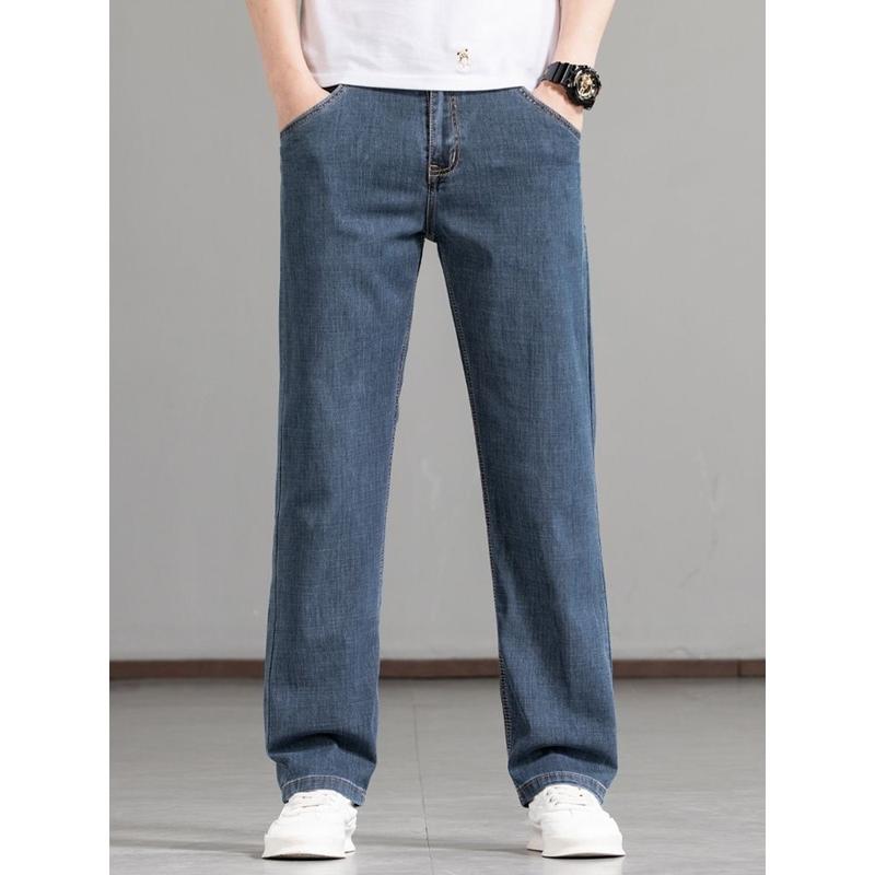 Quần Dài Jean Dày, Dành Cho Nam Giới, Dáng Rộng Vừa Vặn, Kiểu Thẳng, Co Giãn, Thích Hợp Cho Mùa Thu Và Mùa Đông, Phong Cách Thường Ngày Quần Dài Mùa Xuân Và Mùa Thu, Bàn Chân To, Phong Cách Mùa Thu 0