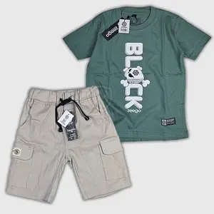 Kaos  Anak Usia 3-12 Tahun Setelan baju dan celana cargo Lengan pendek Polka Dot Motif Termurah Di Indonesia