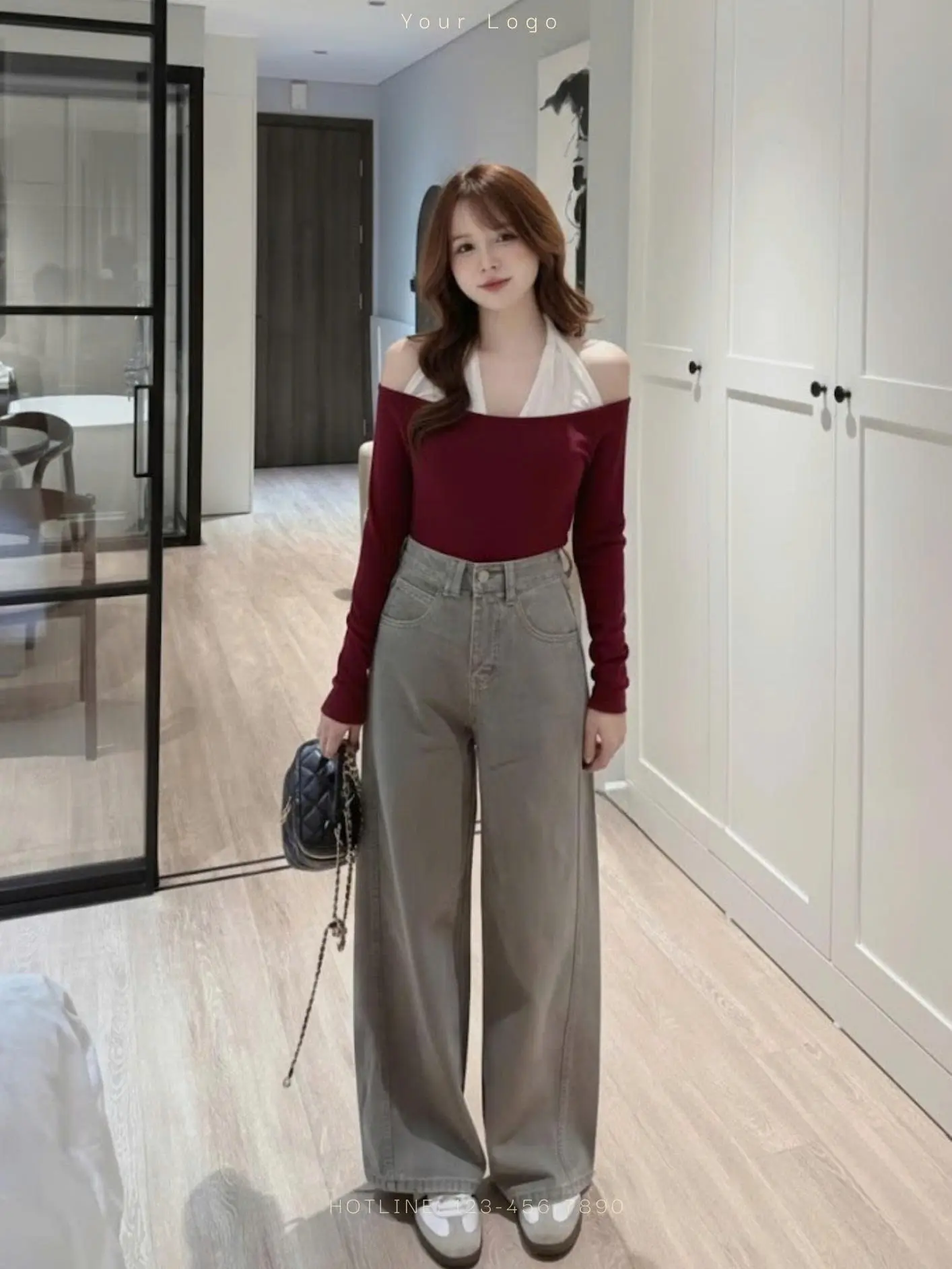 [ Xả Kho ]-HL02 Áo Thun Nữ Hàn Quốc Ôm Dáng Trễ Vai Phối Yếm Thời Trang | BigBuy360 - bigbuy360.vn