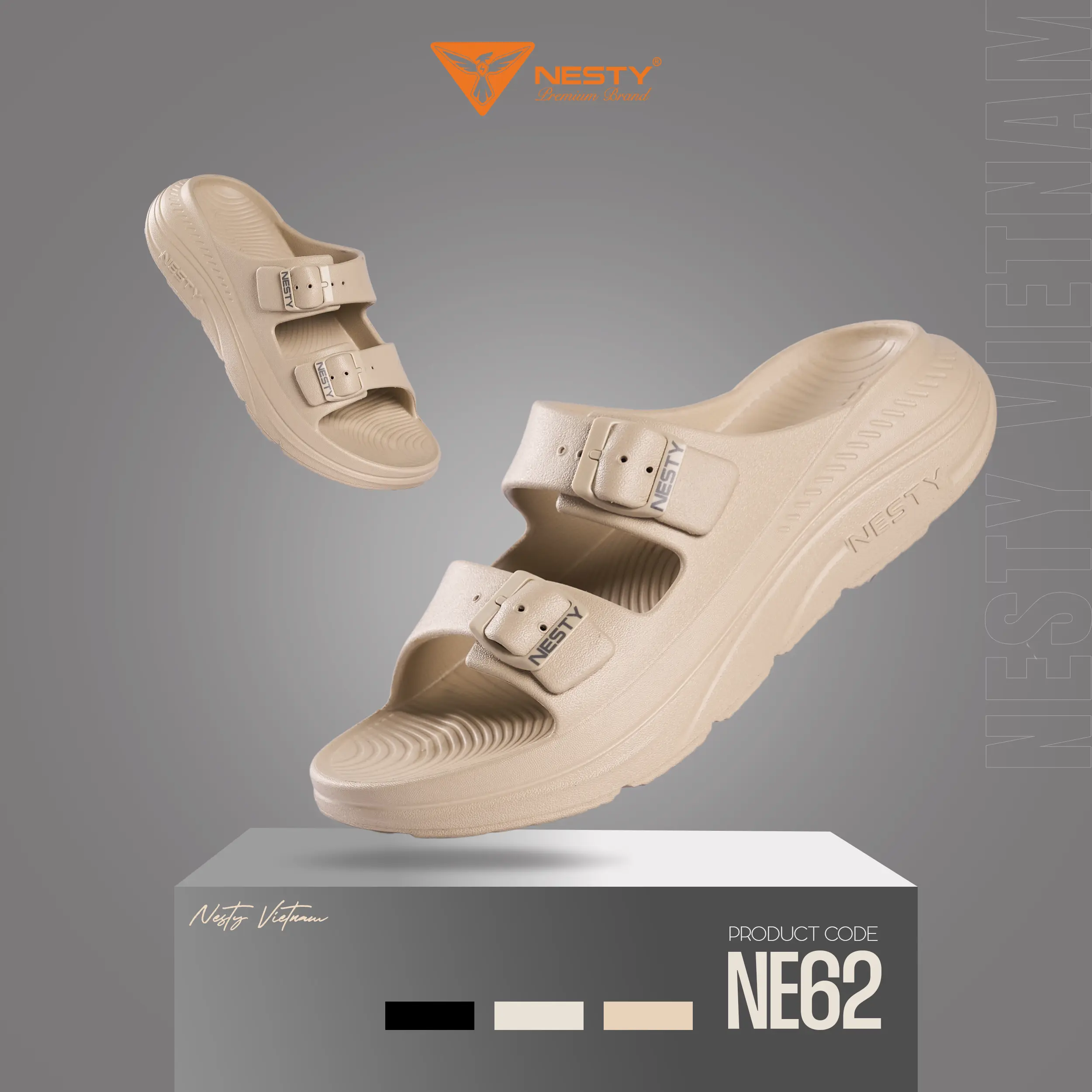 [NE62] DÉP HAI QUAI NGANG NESTY UNISEX CÓ KHÓA CÀI CAO 4CM CHẤT LIỆU EVA NHẸ, KHÔNG THẤM NƯỚC NE62
