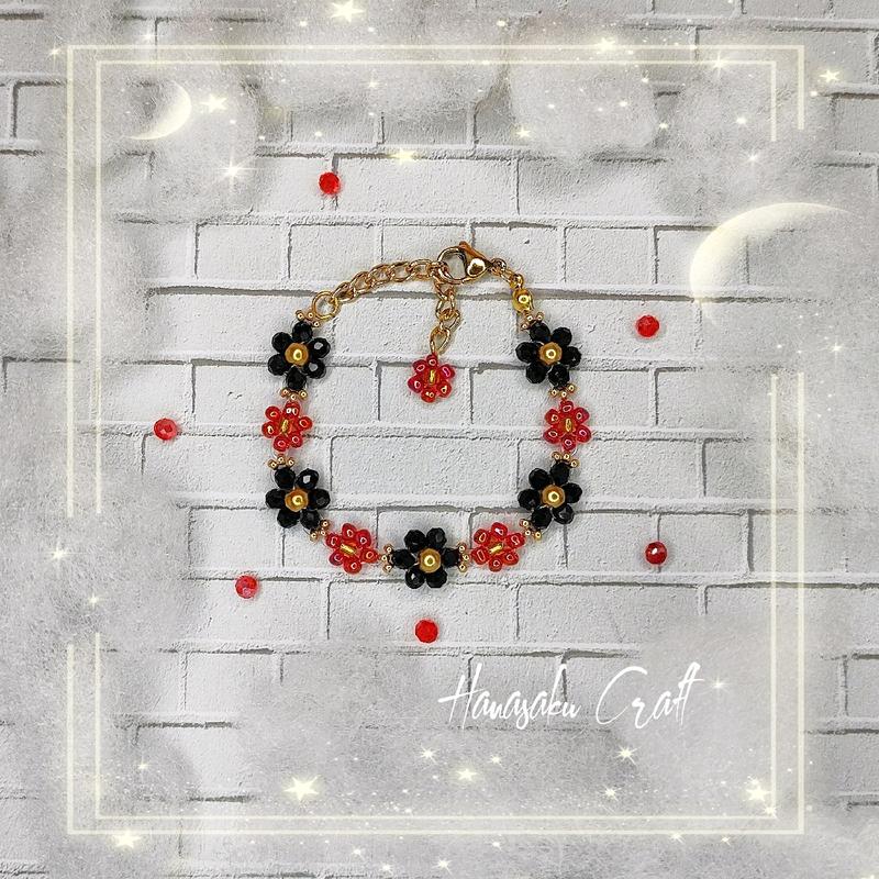 [Anti Karat] Hanasaku Black Red Bracelet (Handmade gelang cantik) PO 0