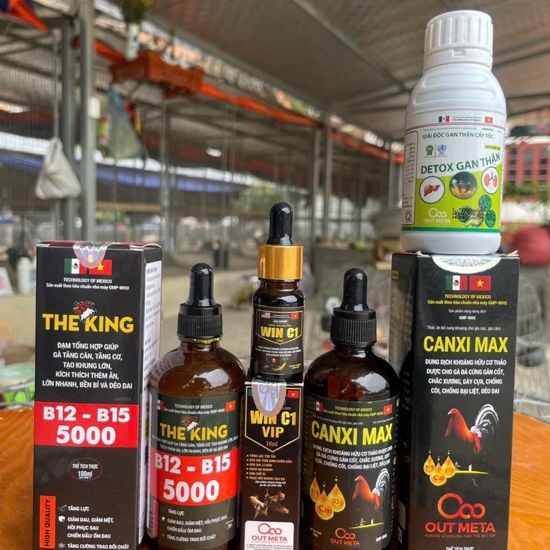 Combo Canxi  Max + The King ( tặng 01 lọ win c1 + 1 bổ nội tạng) giúp nuôi gà mỹ mãn. Bổ gân gối, hừng máu, nơ hông vai... Giúp gà sung căn bền bỉ 0