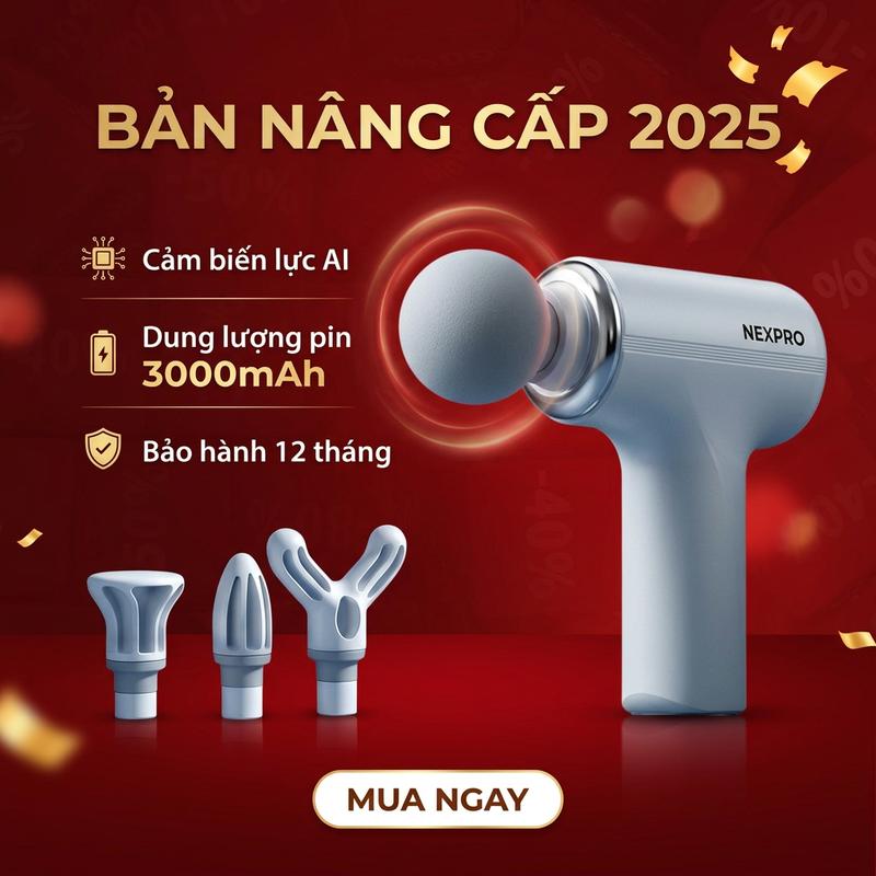máy massage cầm tay mini NEXPRO cảm biến lực, 4 hoặc 5 đầu đấm bóp thư giãn cơ…