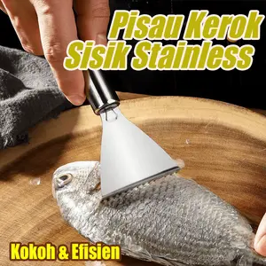 Alat Pengupas Sisik Ikan Multifungsi Bahan Stainless Tahan Lama Nyaman Digenggam Tangan