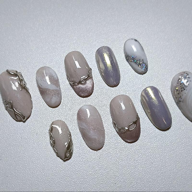 Poelarisco.nails Kuku Buatan Handmade Premium Nude Tip Kuku Palsu dengan Lem dan Toolkit - Art, Polish Cat Kutek 3
