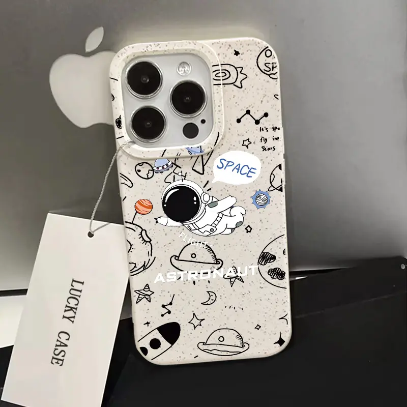 Ốp Phi Hành Gia Bay, Thiết Kế Phác Thảo, Tương Thích Với iPhone 15, 14, 7, 8 Plus, X, XS, XR, 11, 12, 13, PRO Max, Ốp Mềm Silicon Chống Sốc, Ốp Lưng
