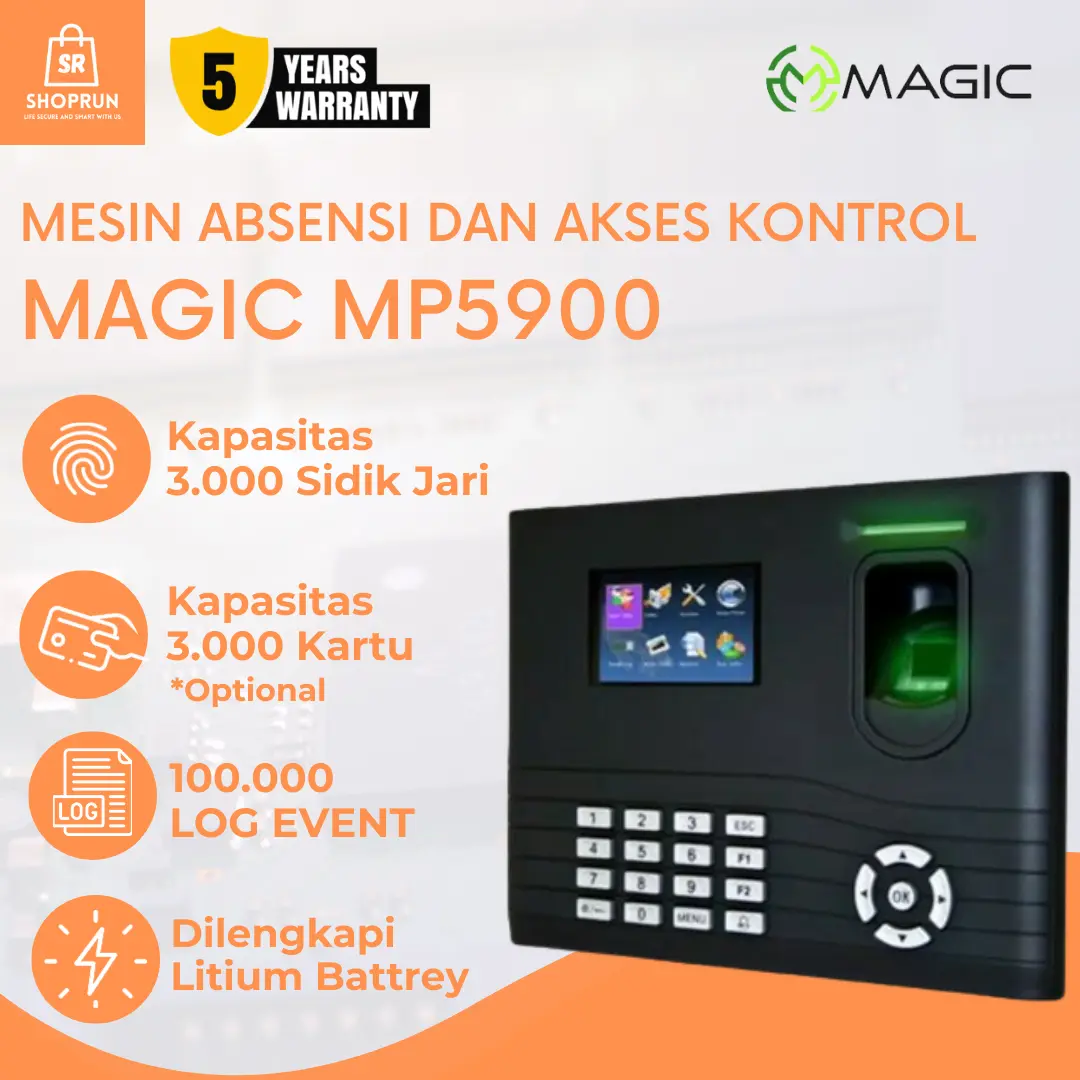 Mesin Absensi Sidik Jari Magic MP5900 | Fingerprint | ADMS