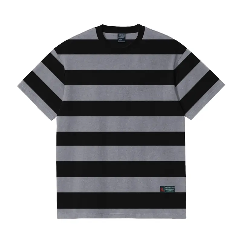 SECONDLY.ID Tshirt Salur Garis Besar Stripe 24s Grm 180 Kaos Jumbo Pria Wanita S - 7XL 2