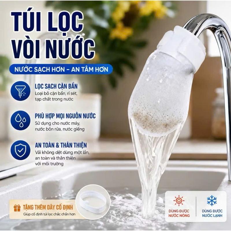 ( Giá Sỉ ) Túi lọc vòi nước đa năng Giữ cặn bẩn tạp chất cải thiện chất lượng nước sinh hoạt cho vòi bếp phòng tắm