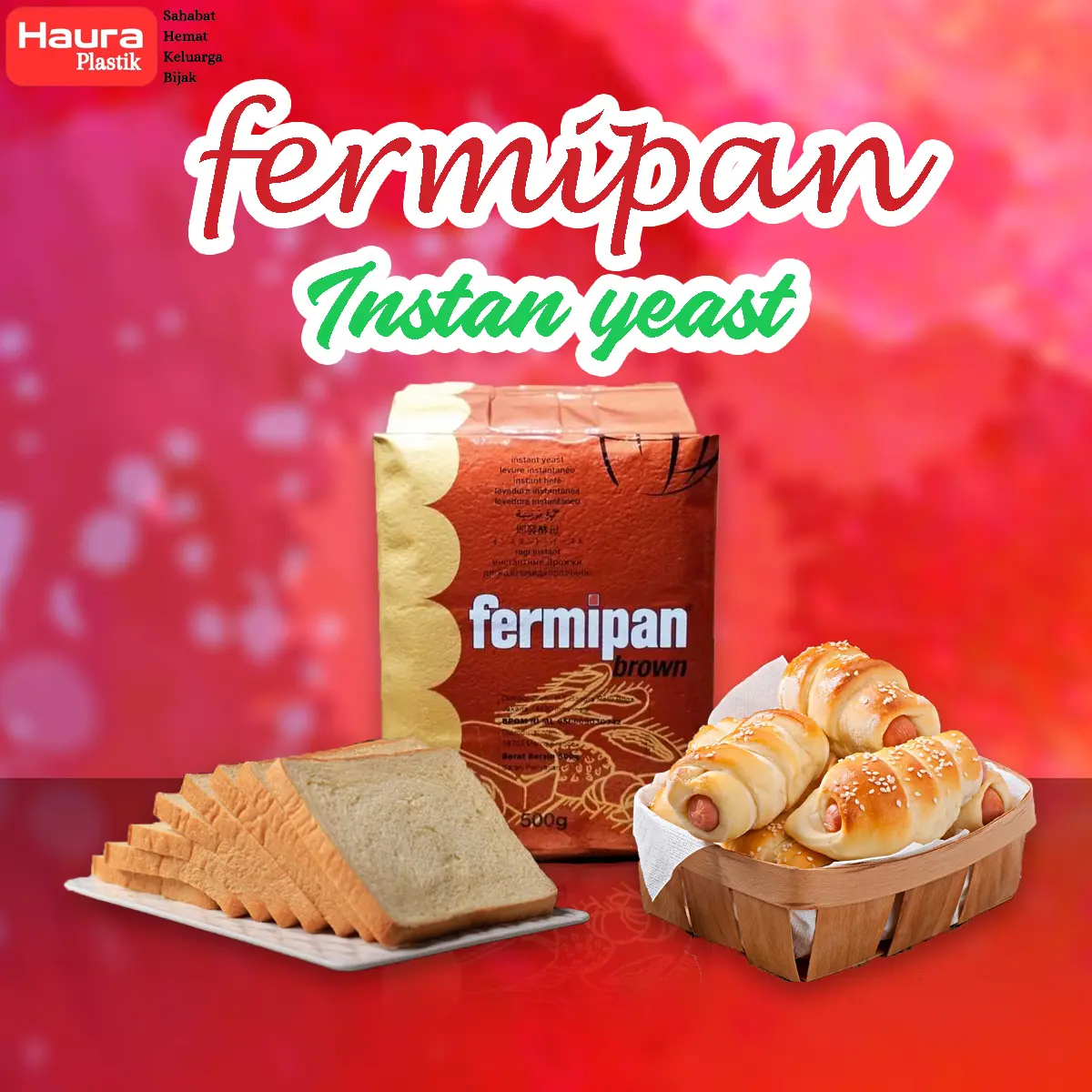 fermipan brown 500 gram  instan pengembang  membuat  lembut dan halus pengembang kue ragi untuk roti