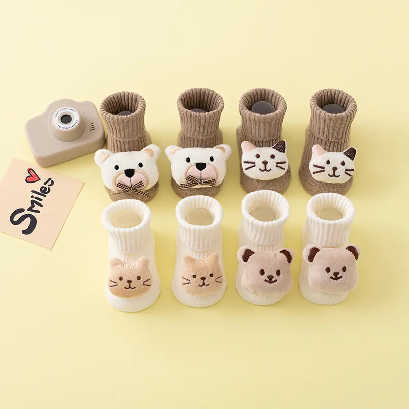 Vớ Trẻ Em Bé Prewalker, Thiết Kế Hoạt Hình Dễ Thương, Chống Trượt, Ống Giữa, Làm Bằng Bông, Thích Hợp Cho Trẻ Em, Vớ Đi Trong Nhà 1