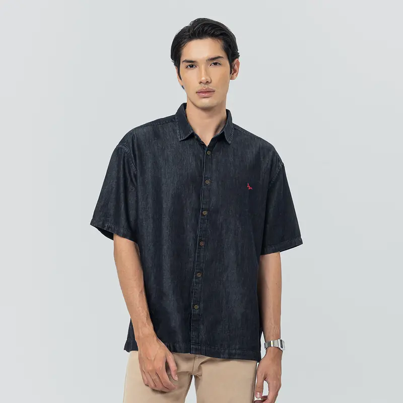 JOYRIDE Kemeja Denim Casual Pria Lengan Pendek SS Top Man Shirt