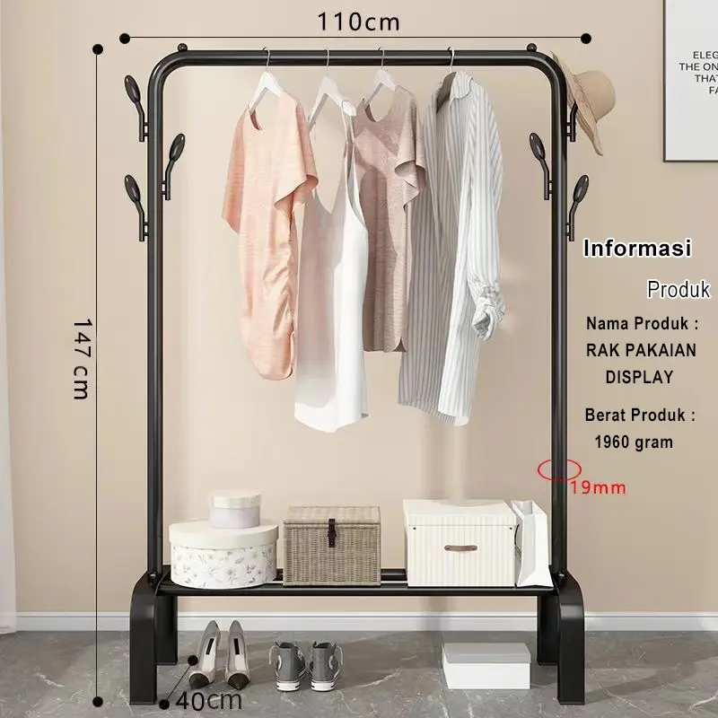 Gantungan Baju Besi Rak Pakaian Jemuran Baju Gantung Stand Hanger Display Model Gawang Non-Plastik / V6A1 1