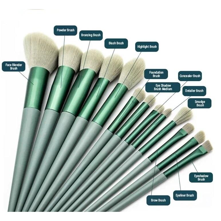 Paket Kuas Make Up Lengkap Set [ 13 in 1 ] Mini Travel Brush Makeup Eye Shadow Foundation Blusher Tools Set 2