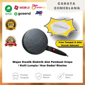 Wajan Kwalik Elektrik Alat Pembuat Crepe / Kulit Lumpia / Kue Dadar/ Risoles (Bonus Tempat & Alat Kocok Adonan)