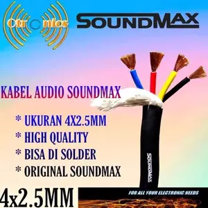10 Meter Kabel Speaker Soundmax Isi 4x2,5 Original Serabut Padat Super Lentur Tahan panas Performa Maksimal