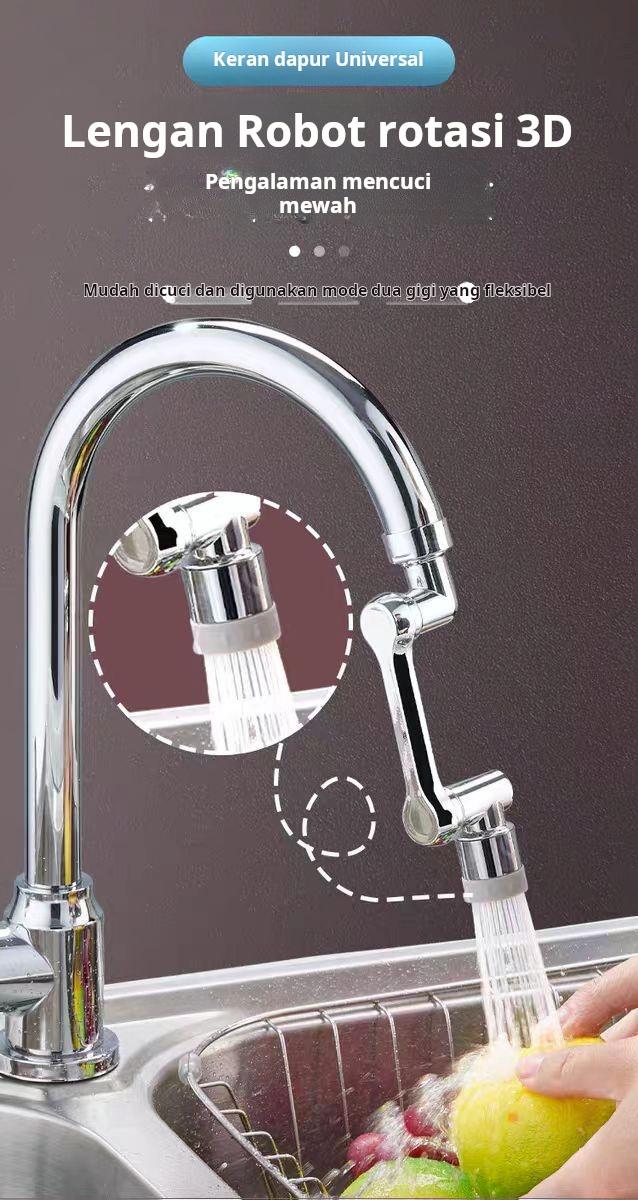 Ekstensi keran dapur, lengan robot universal, keran, adaptor multifungsi wastafel, aerator anti percikan
