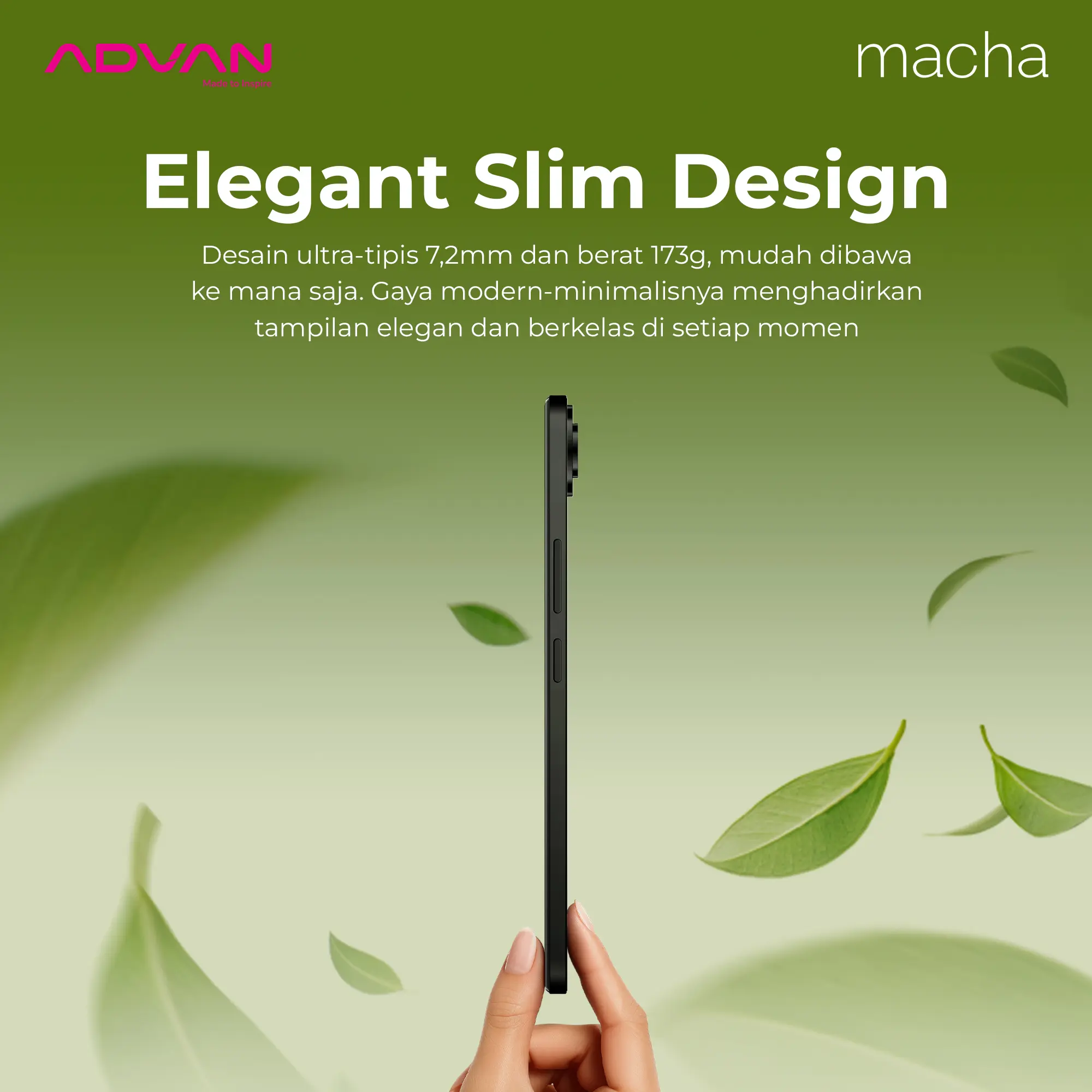 ADVAN MACHA Smartphone 5G Dimensity 7060 8GB/256GB UFS 3.1 NFC Fingerprint 5000mAh Android 15 AMOLED Display 6,67” inch 120Hz 50MP IMX752 AI Assistant Gyroscope Hardware Fast Charging