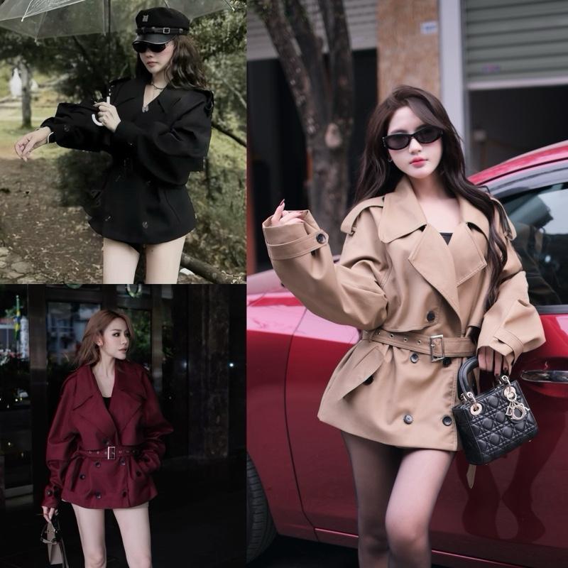  { PHOM RỘNG } Áo khoác manto chất liệu tuyết mưa ép mùng dầy dặn cổ vest dáng dài A18 GON 