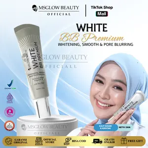 MS GLOW White BB Premium 30gr - BB Cream Mencerahkan & Meratakan Warna Kulit Non Comedogenic & SPF 45 Cocok untuk Semua Tipe Kulit Skincare Infused Ringan dan Mudah Diblend - Foundation