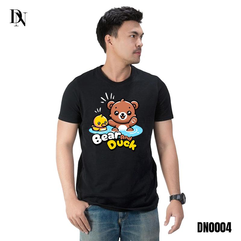 DNTK0004 - T-Shirt Gaya Pria Wanita - Kaos Motif Beruang Coklat dan Bebek Combed Katun 6