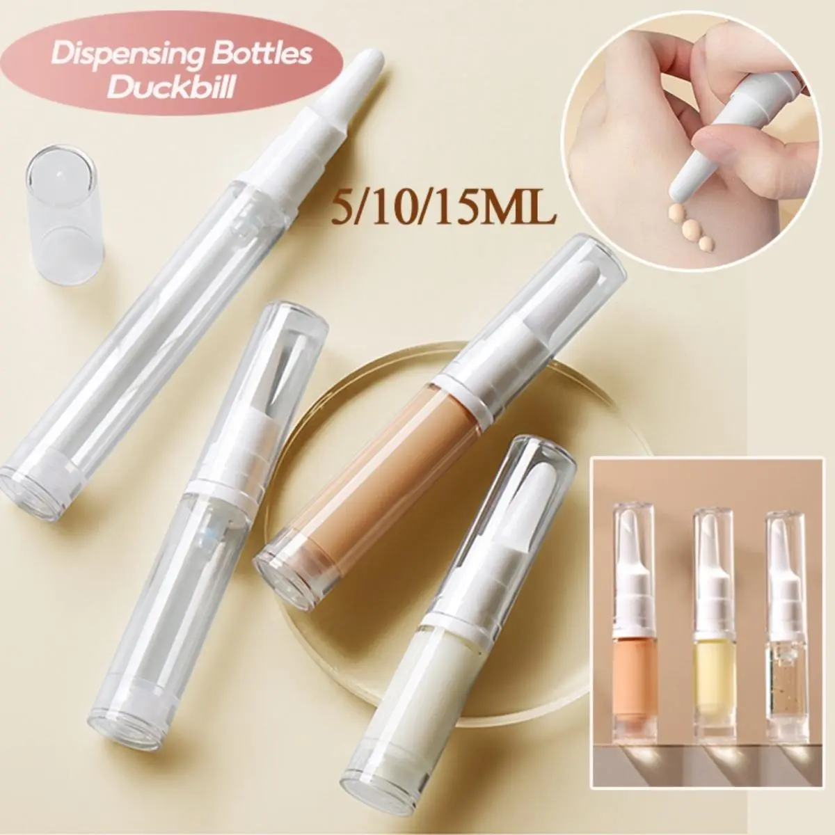 Chai Du Lịch Cầm Tay MỚI, Chai Đựng Kem Nền Trong Suốt, Hộp Đựng Mẫu Tinh Chất, Có Sẵn Trong 15 / 10 / 5Ml
