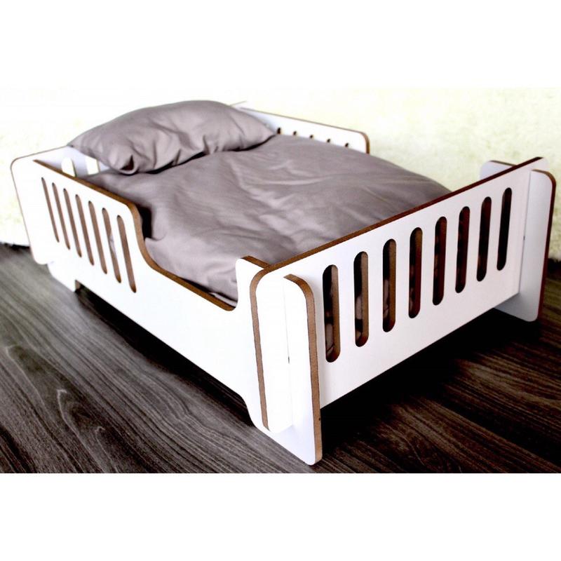 GIƯỜNG GỖ CHO CHÓ MÈO CAO CẤP KÈM ĐỆM VÀ GỐI -KÍCH THƯỚC 65*45*20 CM