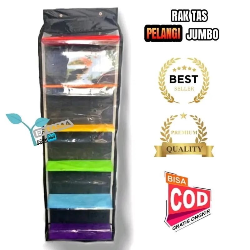 Rak tas gantung premium 6sap|Rak tas gantung 6skat full triflek| Rak tas pelangi 0