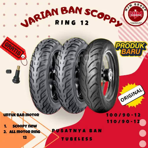 IRC Ban Motor Scoopy 100/90 110/90 Ring 12 MB86 MB67 Tubeless GRATIS Pentil