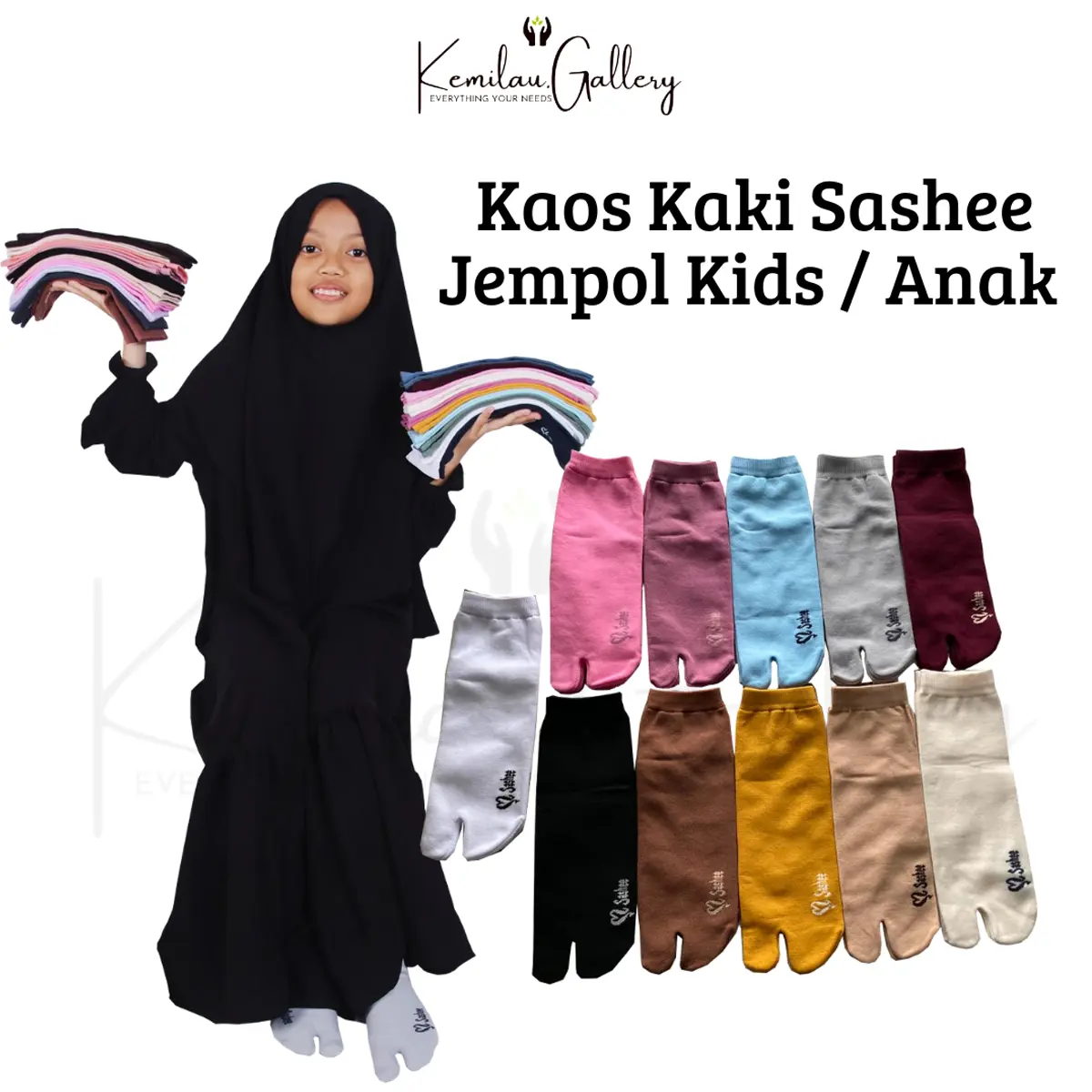 Sashee Kaos Kaki Jempol Polos Anak / Kids Bahan Spandek Nylon