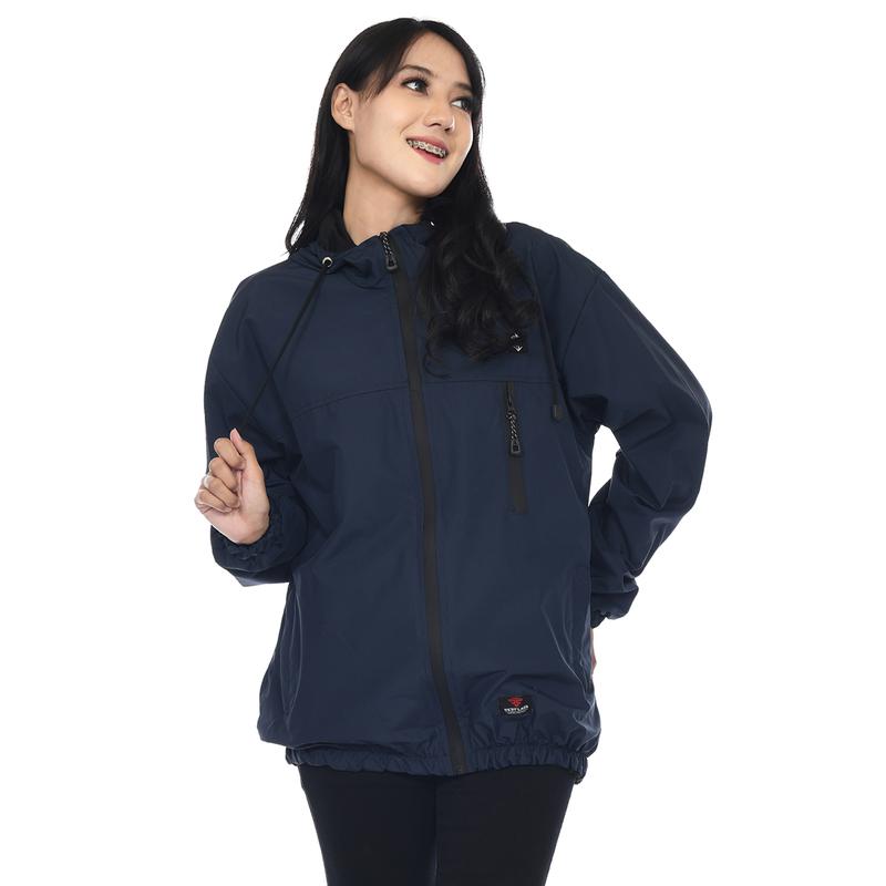 Jaket Parasut Wanita Waterproof Windbreaker Casual Outfit Outdoor Bomber Original Branded Lokal Distro Bandung Motif Logo Bordir  Cewek Keren Navy Red Flags 2
