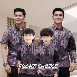 TERBARU COUPLE SWEET || COUPLE BATIK AYAH DAN BATIK ANAK COWOK BATIK UNGU LILAC BATIK TERLARIS