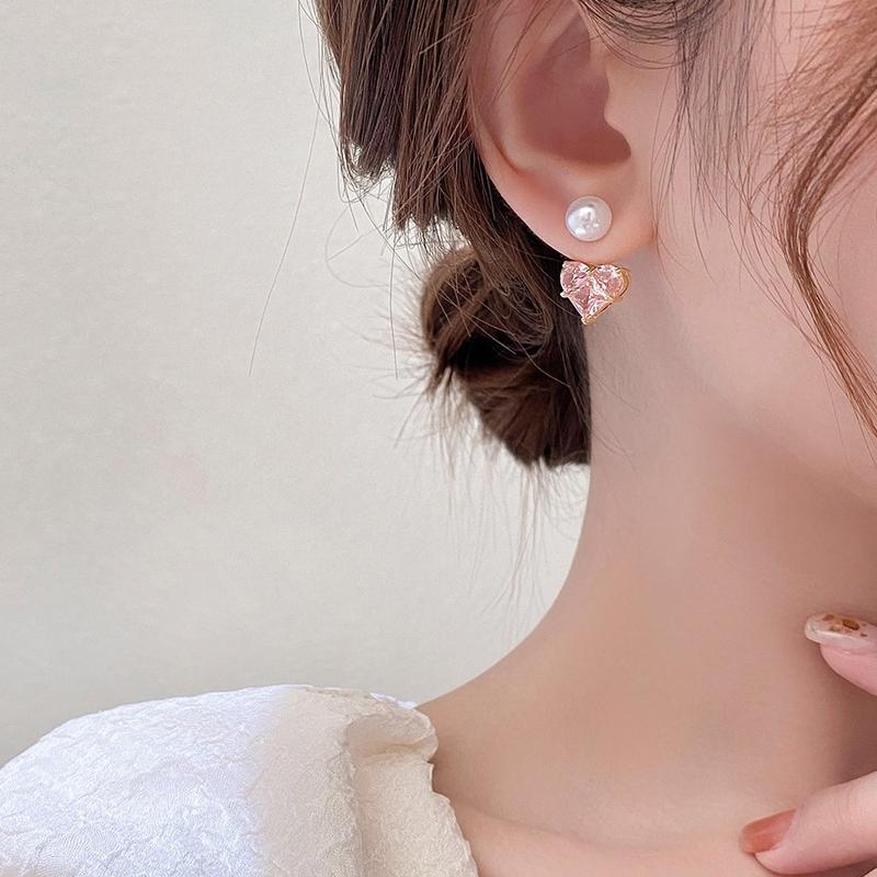 Hoa Tai Hình Trái Tim Màu Hồng, Thiết Kế Sang Trọng Giá Cả Phải Chăng, Dành Cho Nữ, Hàng Mới Về 3