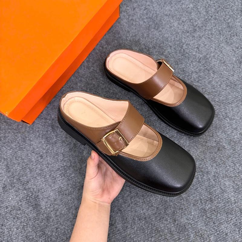 Sục Nữ Thời Trang Mũi Vuông Phối Màu Sang Chảnh, Da Mềm Đi Êm Dễ Phối Đồ SN29 3