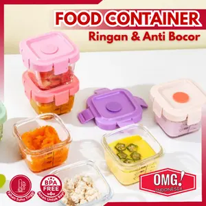 Kotak Penyimpanan Makanan Gelas Kaca Anti Tumpah Microwave Kulkas Kedap Peralatan Makan Mangkok Piring Kontainer Lunch Box Toples Snack Camilan Glass Jar Baby Food Container Plastik Mpasi