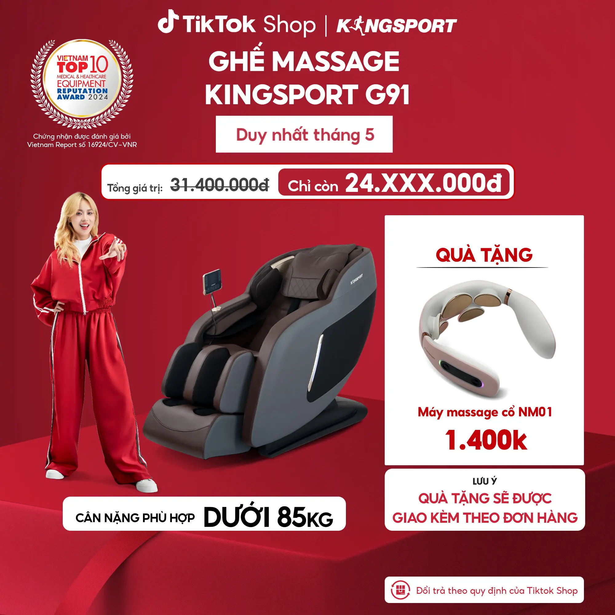[Miễn phí lắp đặt] Ghế massage KINGSPORT G91 cao cấp con lăn 3D với 8 bài tập, chế độ quét cơ thể thông minh, túi khí massage chân cao