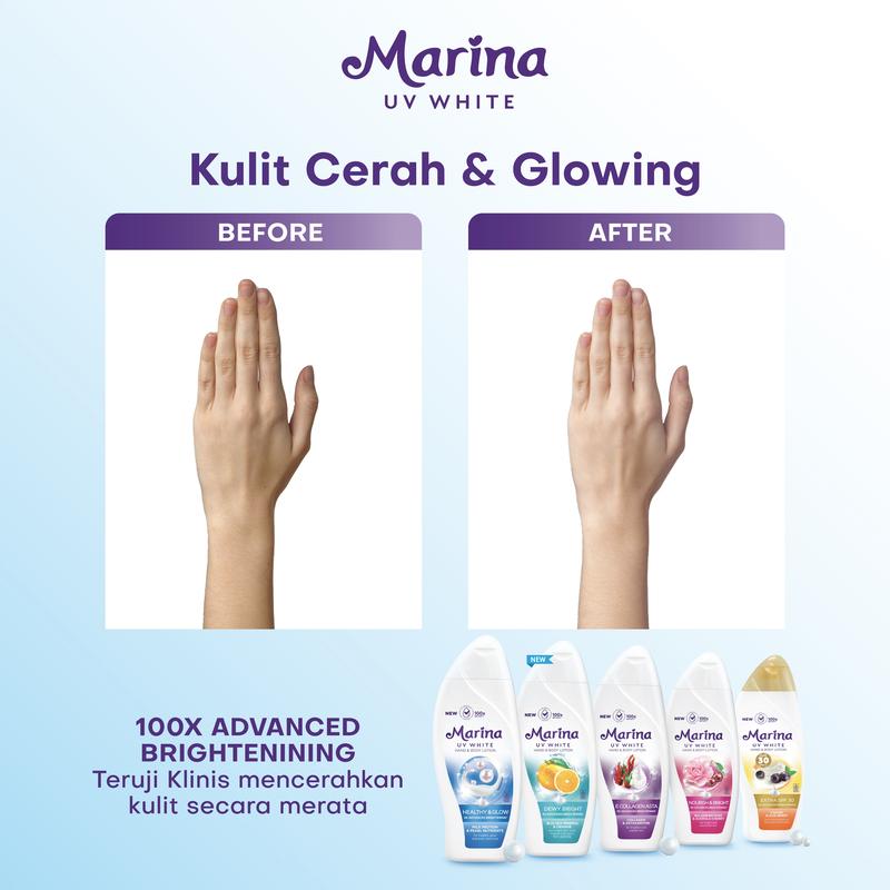 Marina Hand Body Lotion UV White - Healthy & Glow [460 ml / 2 pcs] Exp : 09.2027 - Mencerahkan Kulit 3