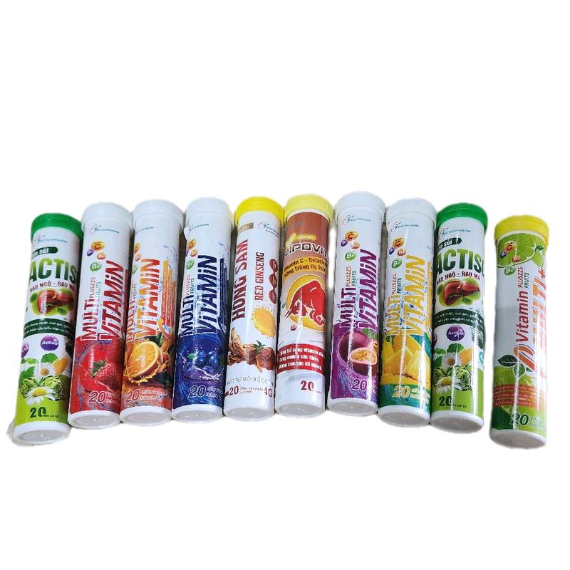 Combo 10 tuýp viên uống C sủi nhiều vị bổ sung vitamin C uống hàng ngày.