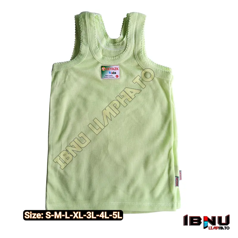 6pcs singlet kaos dalam anak laki dan perempuan motif 3warna kuning hijau biru Pakaian Fashion 5
