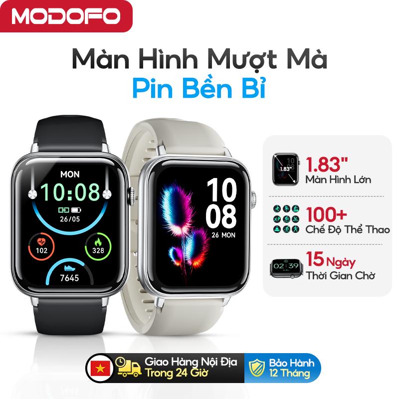 MODOFO Đồng Hồ Thông Minh WF1 Lite – Màn Hình Lớn 1.83", Pin Trâu 300mAh, Thông Báo Tin Nhắn, Đo Nhịp Tim, Theo Dõi Giấc Ngủ, 100+ Chế Độ Thể Thao, Chống Nước IP68 – Phù Hợp Đi Làm, Học Tập, Tập Gym
