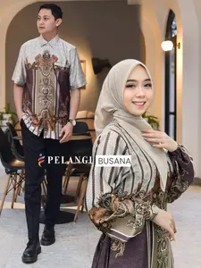 Gamis HAGIA TALI BELAKANG Couple Kemeja Pria Bahan silk Premium | Gamis Set Couple Pasangan Hari Raya 2025 Terbaru Busui Ready Jumbo XL/XXL Mewah