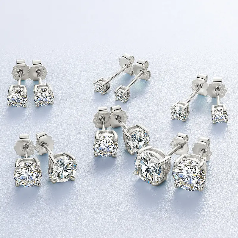 【#2】0.1-2ct Moissanite Earrings For Women 925 Sterling Silver Stud Earring Men Hip Hop Jewelry Couple Gift 2