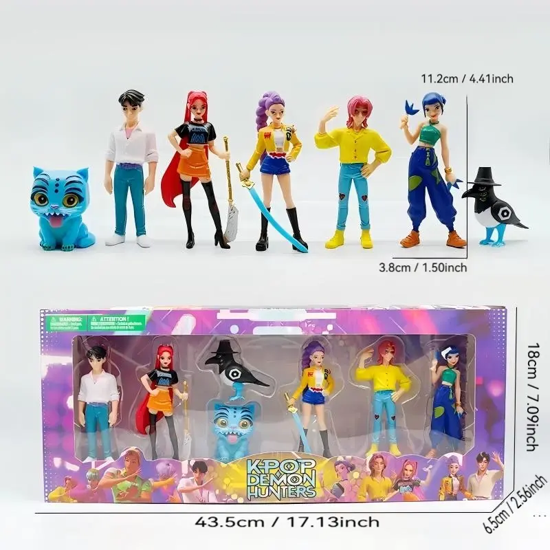 K-Pop ハンターガールフィギュアセット、7体入りコレクションモデル