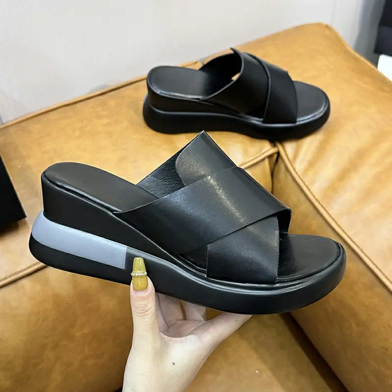 Sandal Wedges Wanita Fashion Viral Kekinian 2024 - Ukuran 37-42, Tinggi Hak 5 Cm - Sendal, Cewek Perempuan wedge  sandals 6