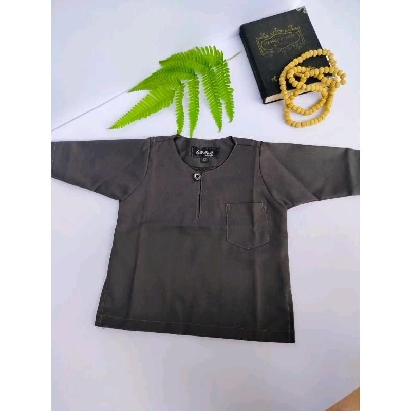 baju koko atasan anak bayi laki laki usia 1-6 tahun Abu Hijau Putih Hitam Merah Katun Toyobo Nyaman Kerah Muslim 4