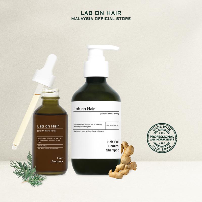 Lab On Hair 2in1 Bundle Anti HairFall Ampoule + Anti Hair Loss Shampoo - For Strength Hair Growth Rambut Rontok