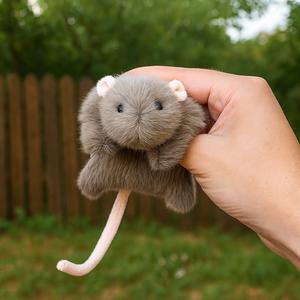 JIAJCHUF Muñeco de ratón mini adorable — gris y blanco, juguete de animal relleno, almohada de pequeño animal kawaii, regalo único para amantes de los animales
