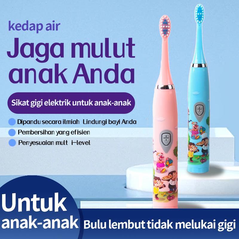 [PGS] Sikat gigi elektrik anak bentuk kartun sangat lucu bulu lembut untuk melindungi gusi  Getaran frekuensi tinggi efektif membersihkan kotoran di sela-sela gigi  Ini adalah penolong yang baik untuk menyikat gigi bayi 0