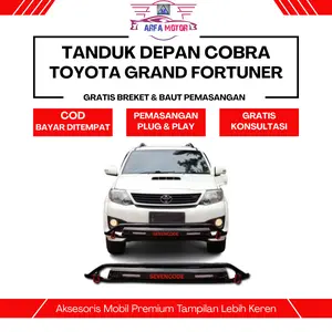 Tanduk Depan Fortuner Lama Model Cobra Besi Pelindung Pengaman Bemper Mobil Dilengkapi Breket & LED