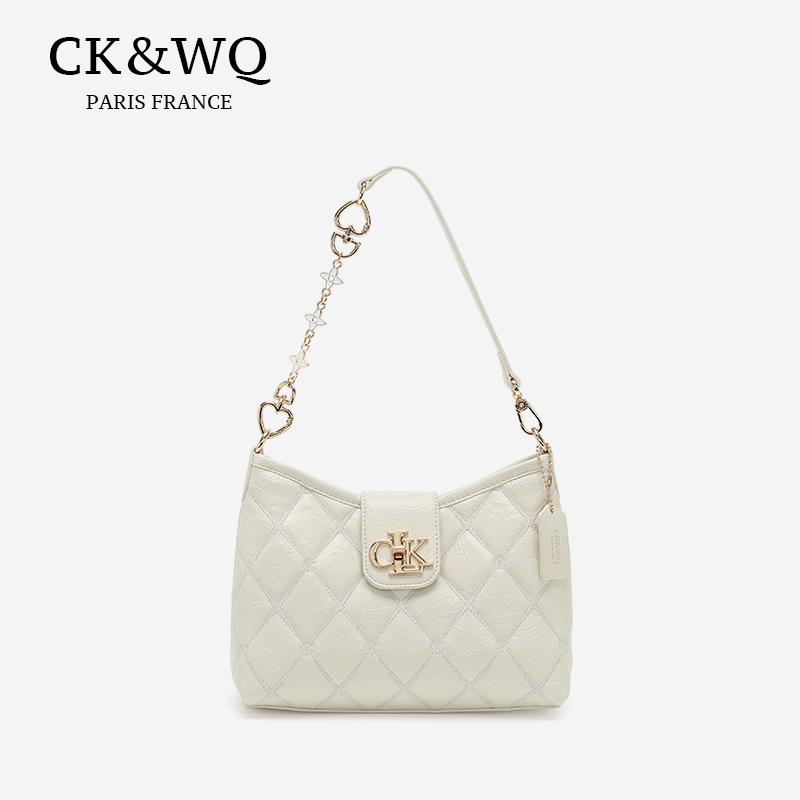  Túi xách nữ MOYOU vải quilt trắng CK & WQ thiết kế dây đeo hình trái tim ngôi sao khóa kim loại sang trọng và tinh tế 